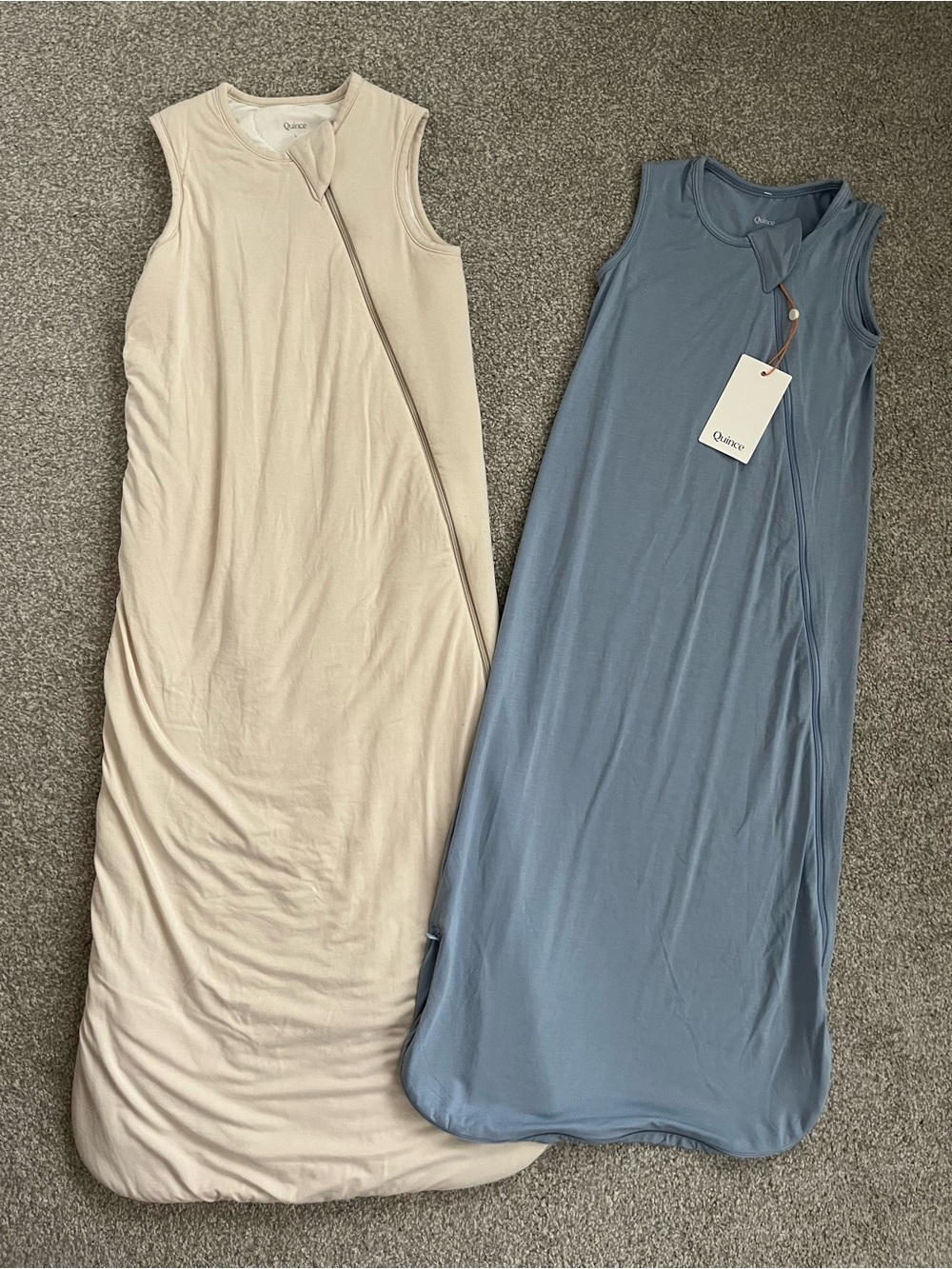 NWT Quince Bamboo Blend Child Sleep Sag/Bag in Large White and Medium Blue